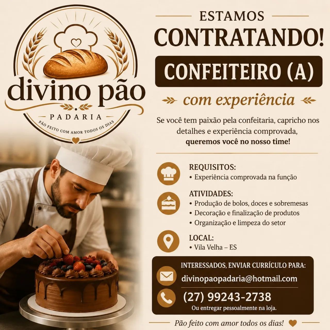 Contrata confeiteiro 