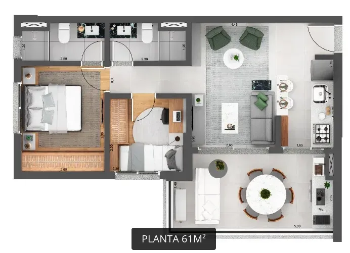 PLANTA 61m²