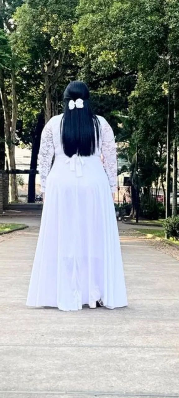Vestido longo branco com rendas  - Foto 3