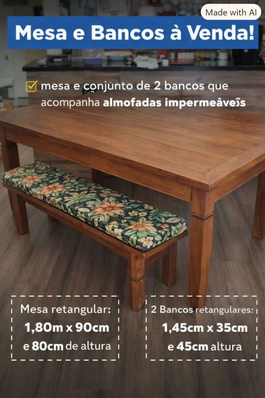 Mesa e Bancos à Venda!