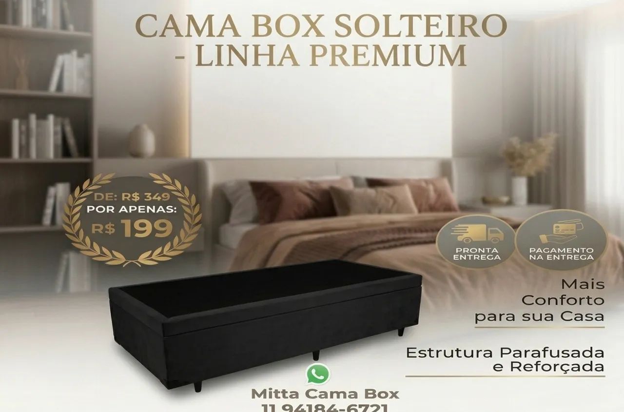 Cama Box Solteiro - Pague Só Na Entrega 