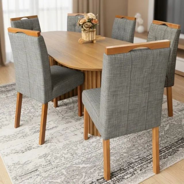 MESA ISIS 1,80M  6 CADEIRAS  100% MDF. PRONTA ENTREGA.