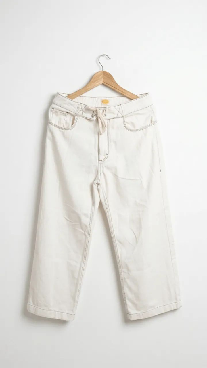 calça de sarja reta hering + cosmo - off white