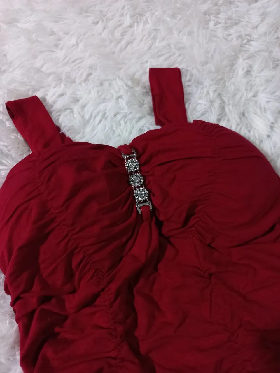 Vestido Vermelho Com Babado - Foto 3