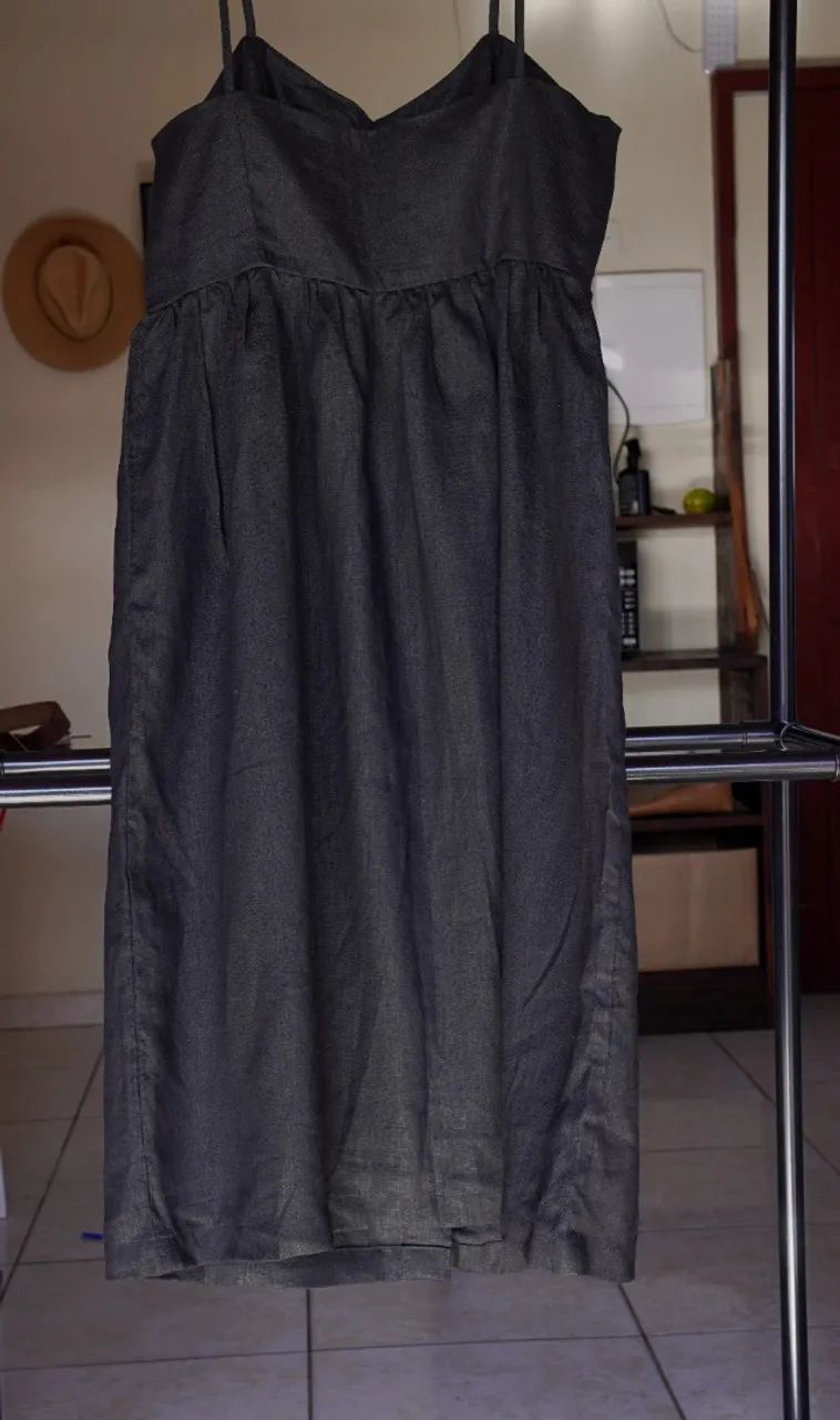 vestido de linho puro de alcinha com cinto de couro - Foto 3