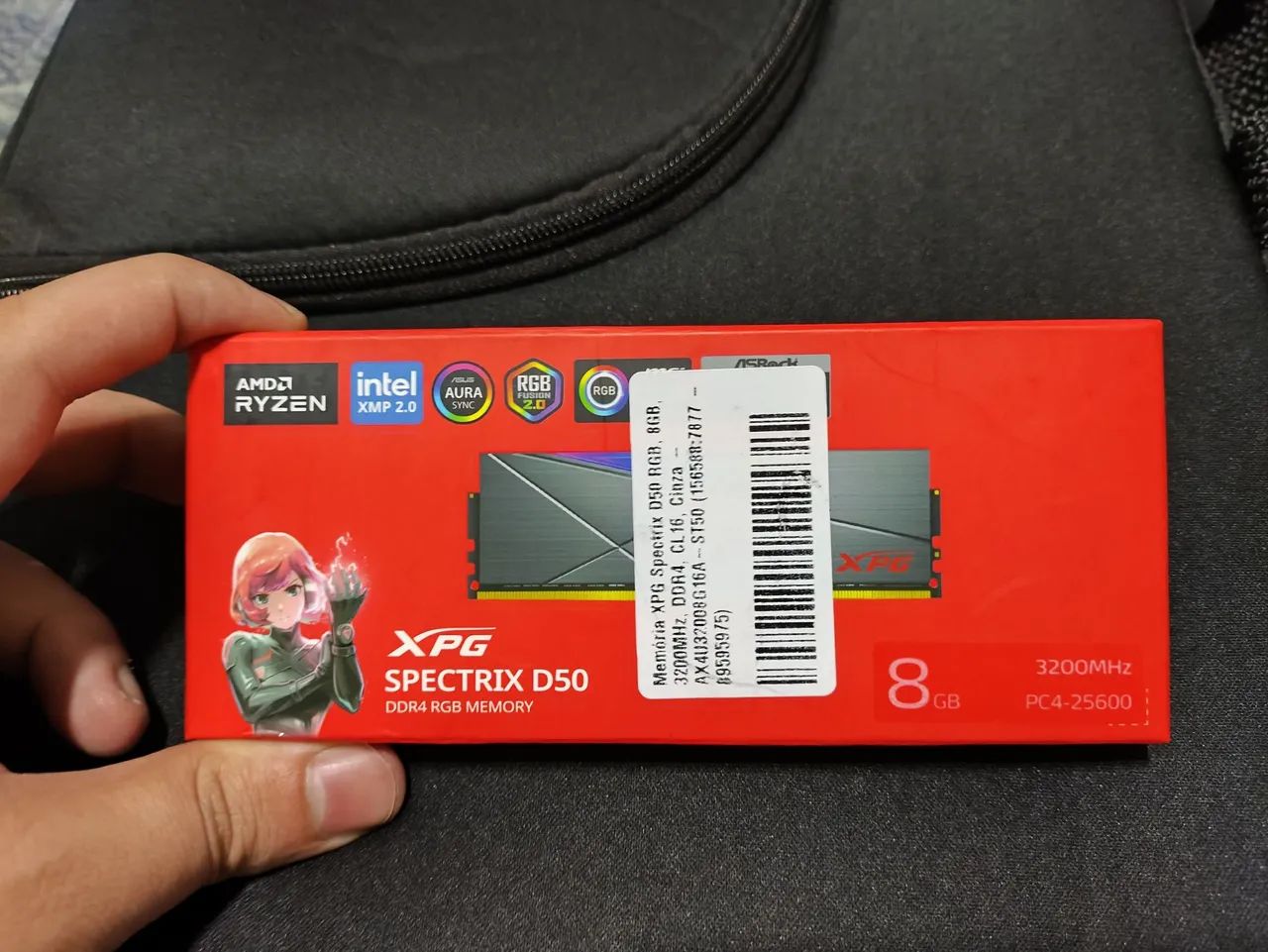 Memória RAM XPG Spectrix D50 8GB DDR4 3200MHz RGB - Cinza (Nova