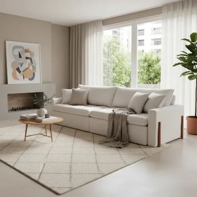 Sofá retrátil paris para 4 pessoas 2,50m bege