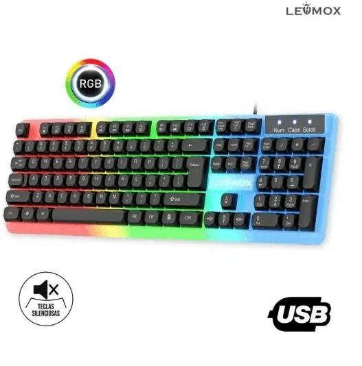 Teclado gamer LEY-2088 com iluminação RGB e cabo de 1,5m Novo