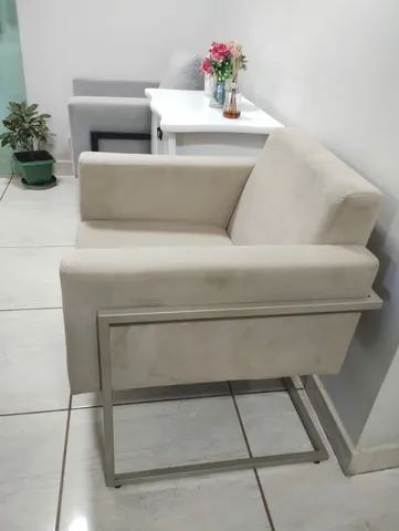 Poltrona Bélgica Veludo Bege **nova embalada** - Foto 2