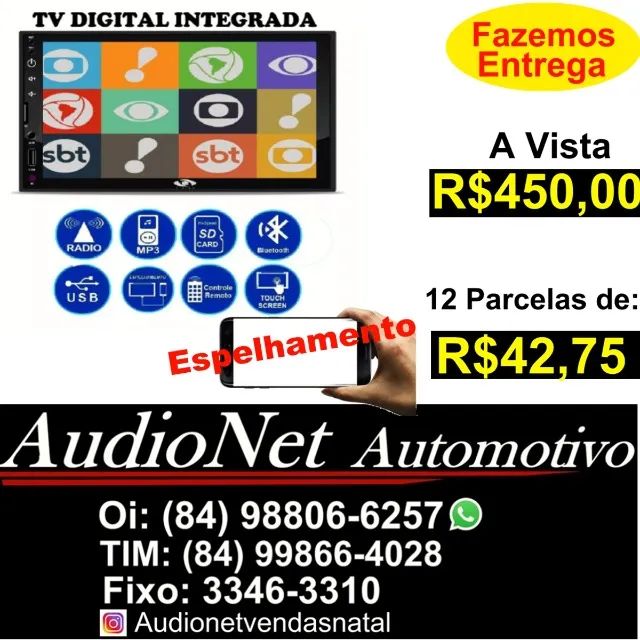 Promoção Multimídia Mp5 2 Din Com Tv Digital Espelhamento Bluetooth Camera de Ré Gratis Us
