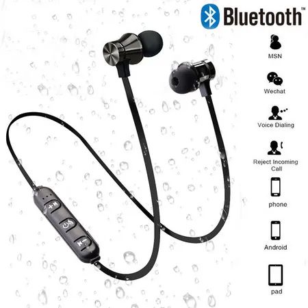 Fone de Ouvido Intra-auricular Bluetooth 4 2/Magnético sem Fio Cor Preto