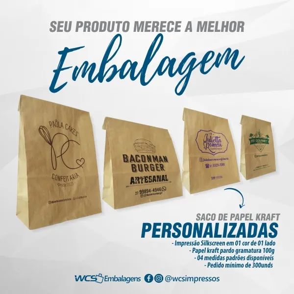 Saco de papel kraft personalizado 