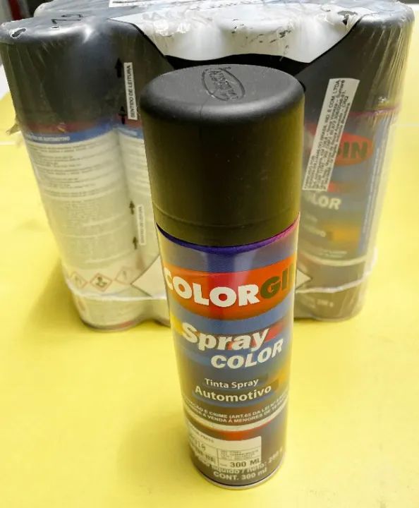 12 Tinta Spray Automotivo Preto Fosco Color Colorgin 300ml