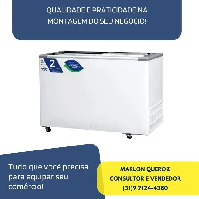 Congelador Tampa de vidro  Industrial 2 anos de Garantia