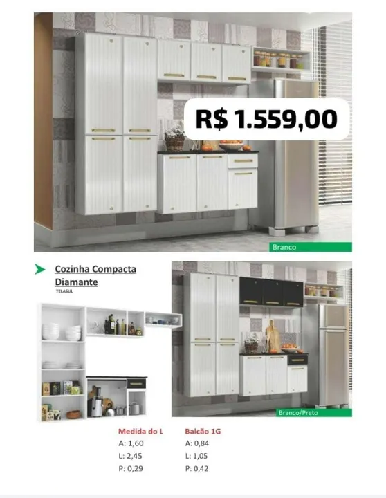 Armario de cozinha Compacta Diamante Aço