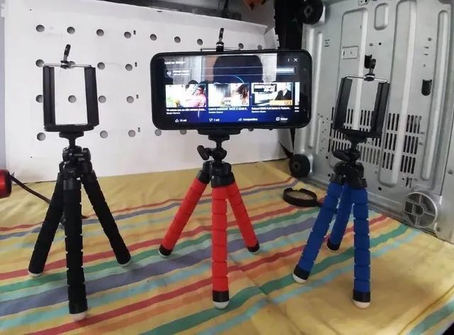 Mini Tripé Universal Flexível Suporte Celular Câmera Regulável Polvo Apoio Mesa
