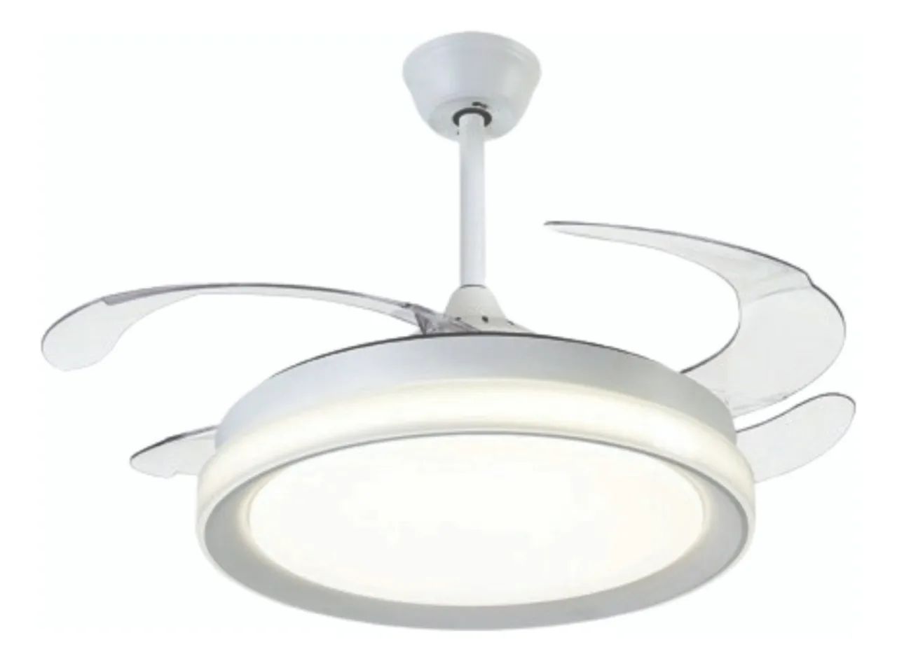 Ventilador de teto branco retrátil