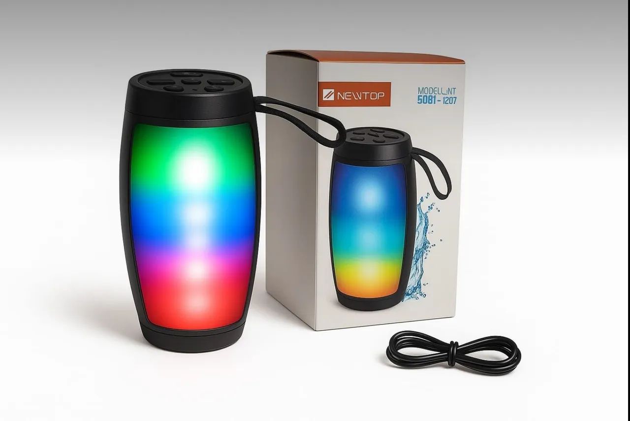 Caixa de Som Bluetooth com Luz RGB