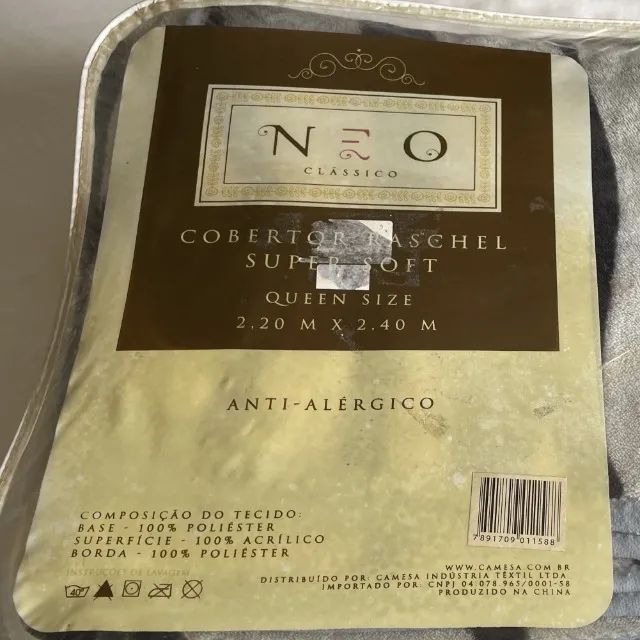 COBERTOR RASCHEL SUPER  SOFT  ANTIALERGICO CINZA E PRETO - Foto 3