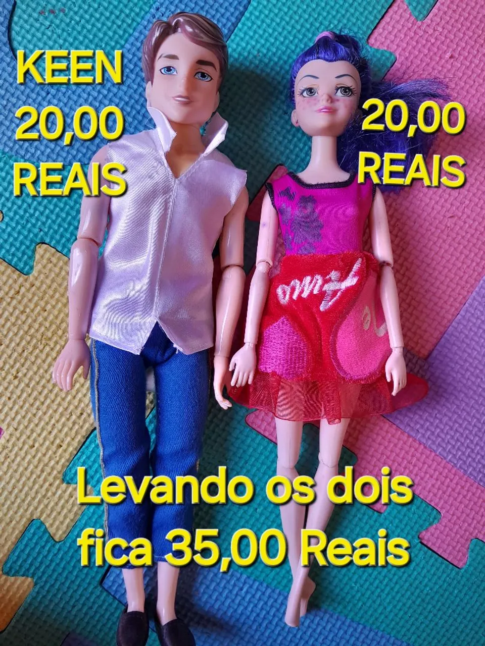 Bonecos Keen e Boneca 25 e 20,00 Reais Leia...