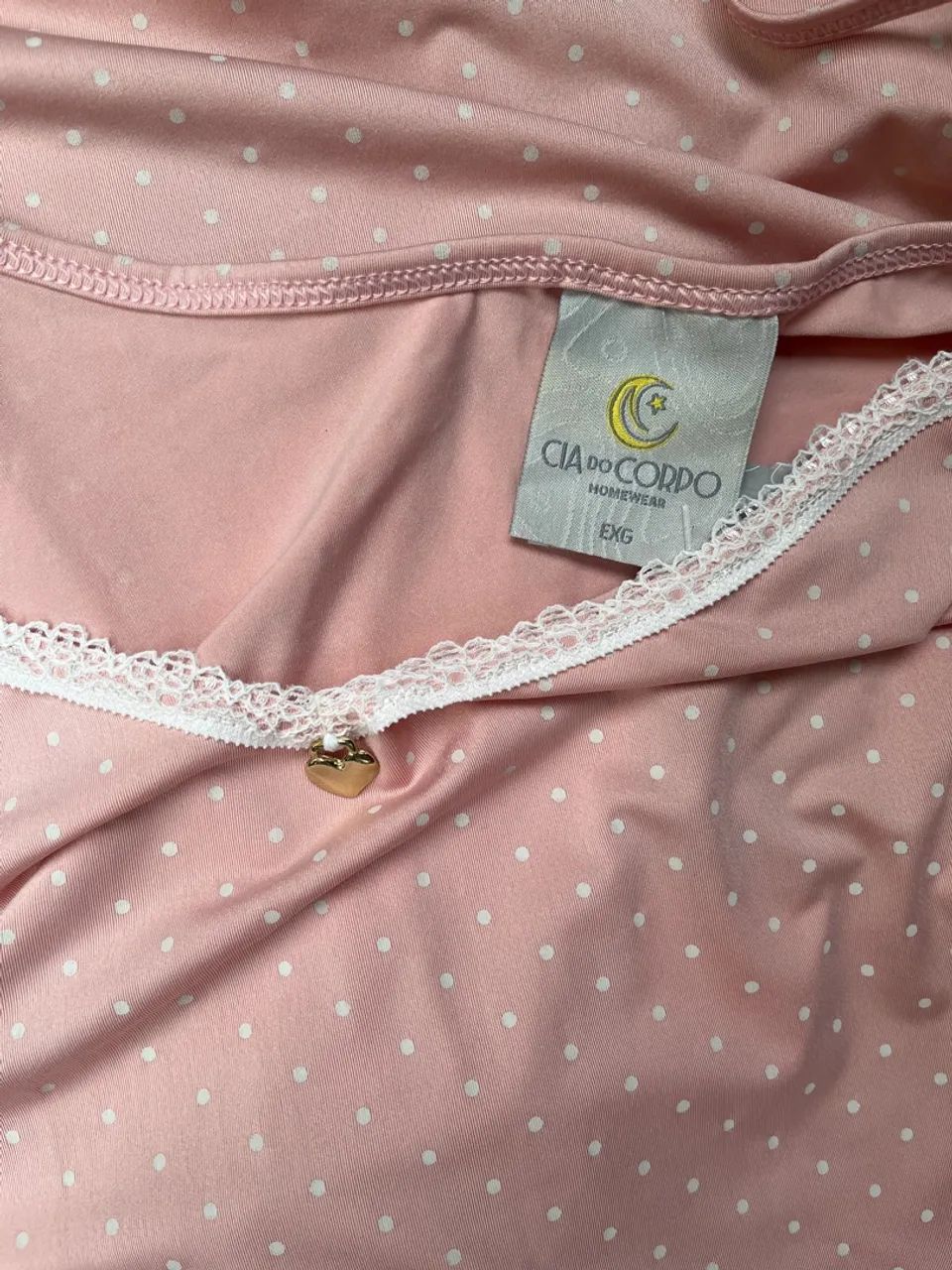 Camisola de renda rosa com bolinhas - Foto 2