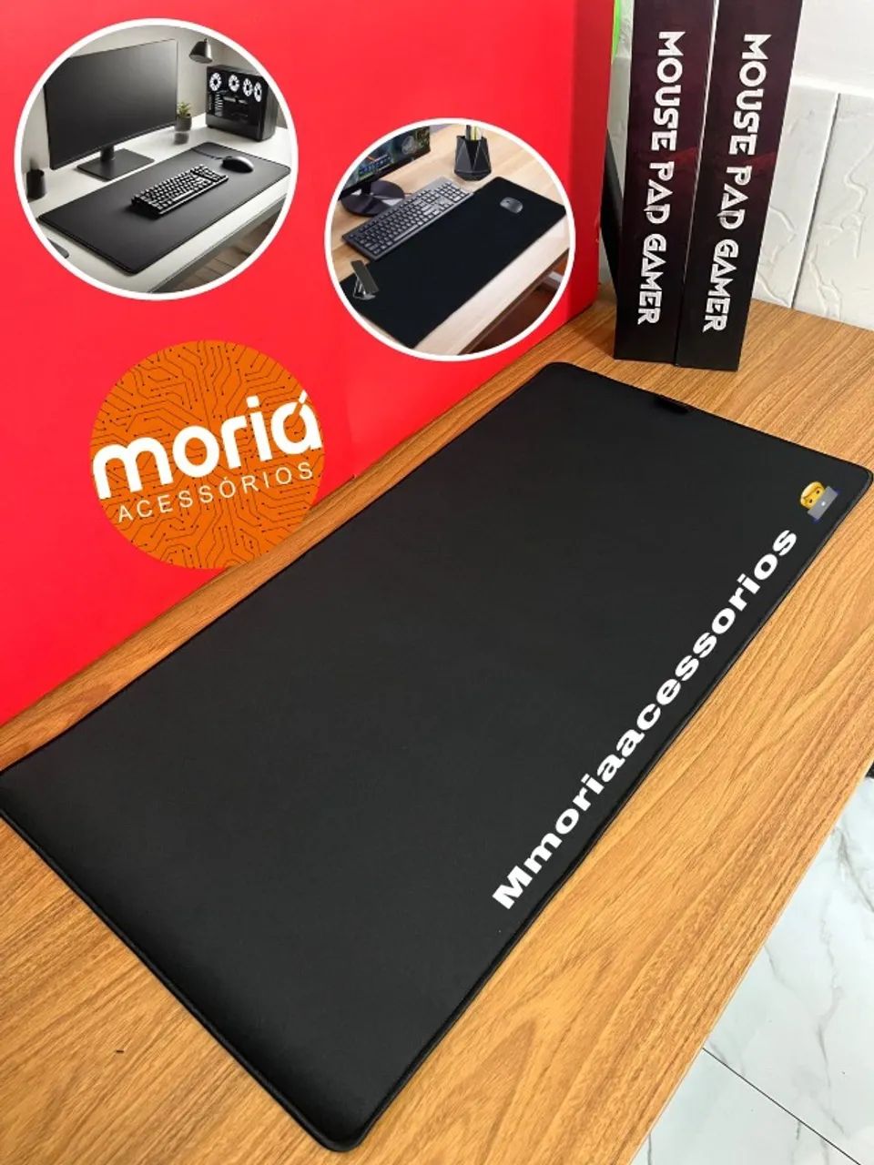 Mousepad Gamer Extra Grande 80x40cm Superfície Preto