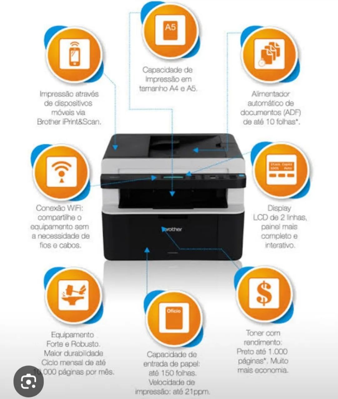 Impressora multifuncional Brother DCP-1617NW a laser - Foto 3