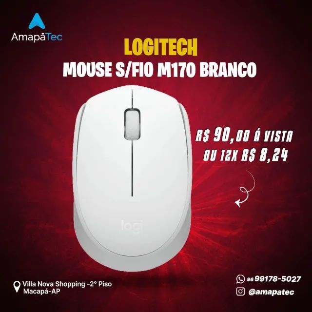 Mouse sem fio Logitech M170 Branco