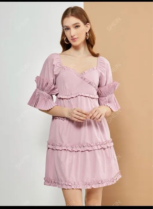 Vestido Rosa com Babados Novo Shein P M - Foto 3