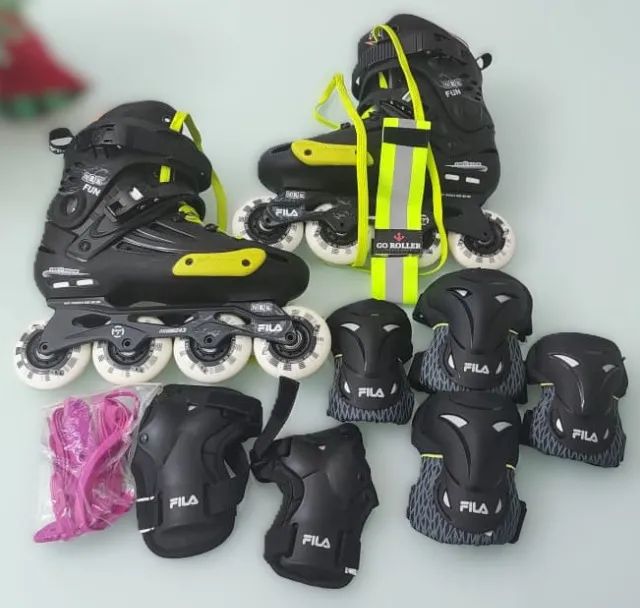 Patins Fila NRK Fun tamanho 40 Kit de proteção Fila Esportes