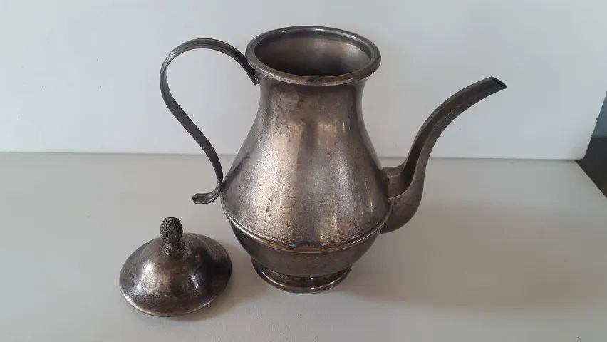 Bule antigo Eberkoc espessurado a prata 22 cm - Foto 3