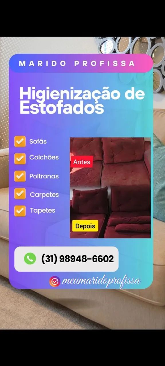 Higienização de Sofás, Camas e Estofados em Geral