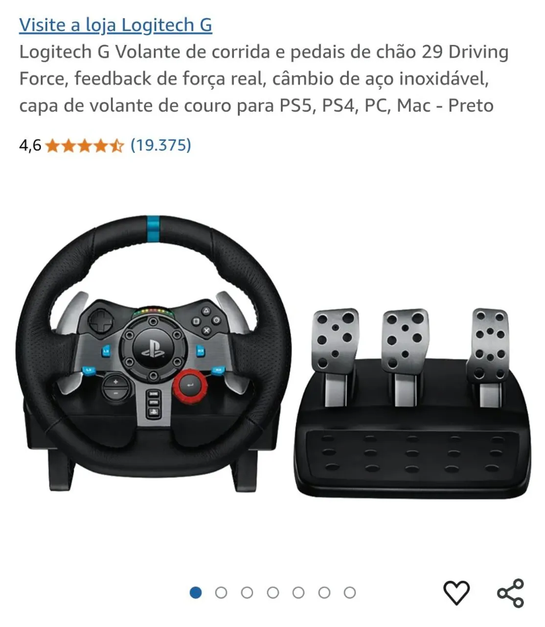 Volante Logitech G29 Driving Force + Pedais - PS5/PS4/PC/Mac