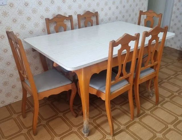 Mesa retrô de cozinha em madeira maciça marfim - Foto 2