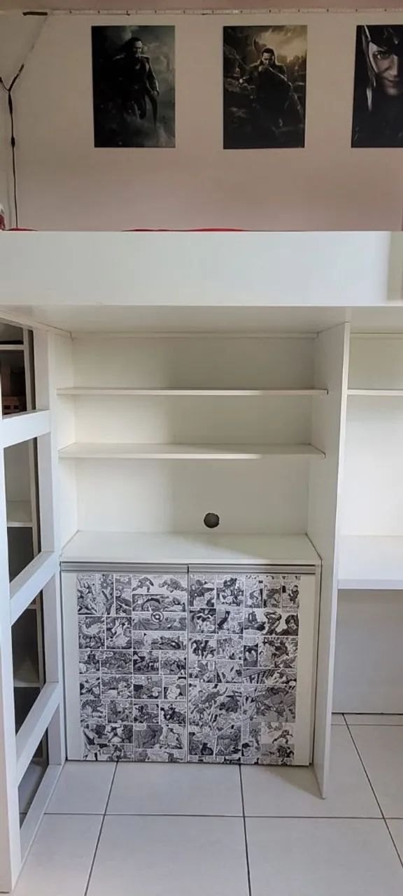 Cama Suspensa com estante e gaveta Mdf - Foto 2