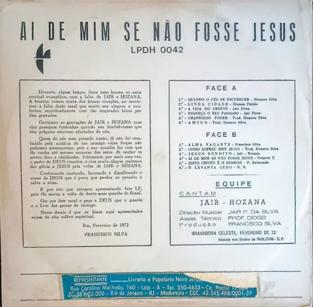 Lp Disco de Vinil Gospel Evangélico Jair e Hozana - Ai de Mim Se Não Fosse Jesus - Foto 2