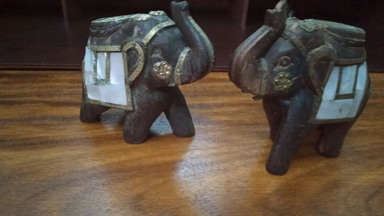 Par de esculturas de elefantes  antigos - Foto 3