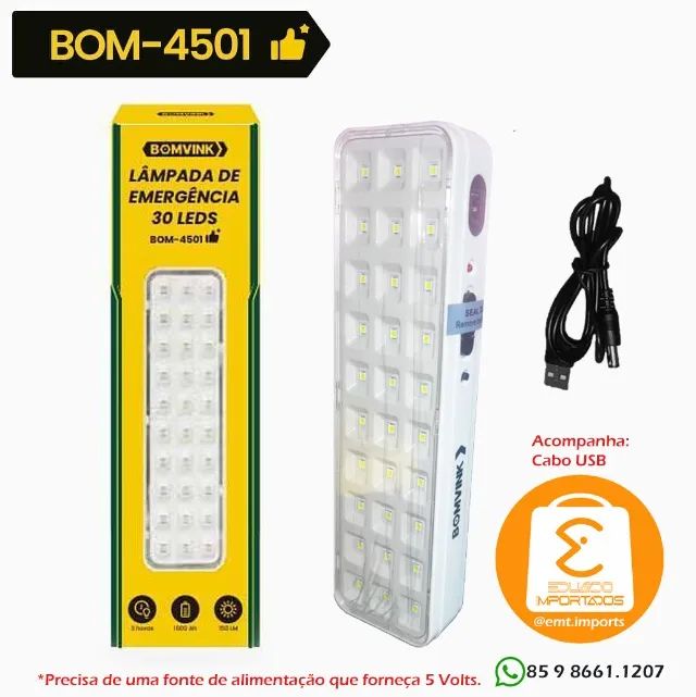 Lâmpada de Emergência com 30 LEDs BOM-4501