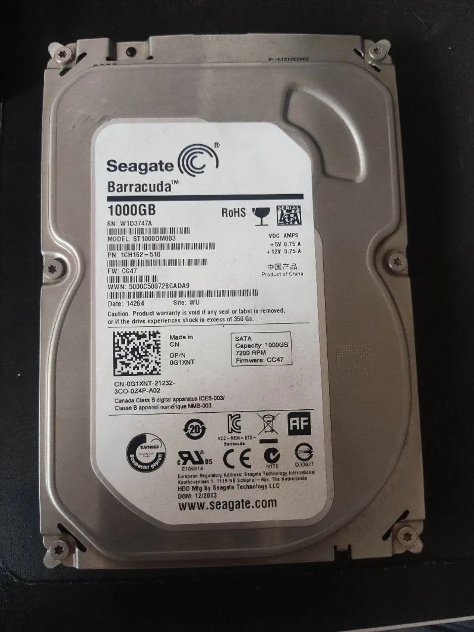 HD Seagate Barracuda 1TB (Saudável no Crystal)
