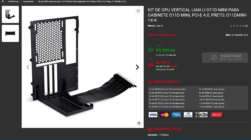 Suporte vertical Lian Li + cabo Riser 4.0 - Foto 3