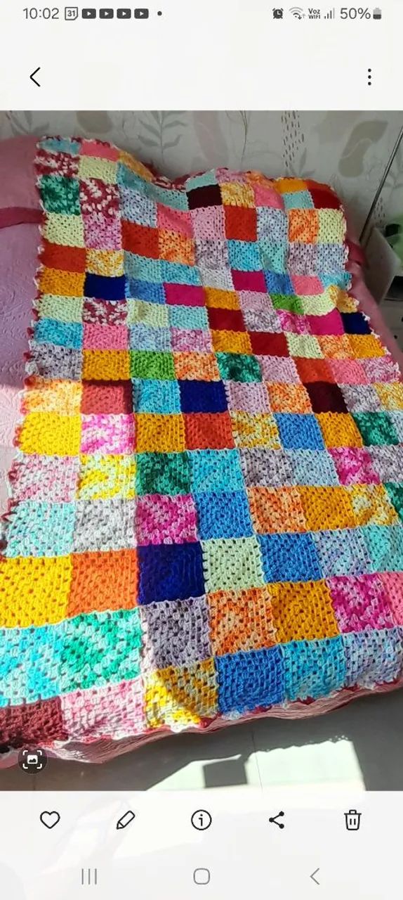 Cobertor patchwork em crochê - colorido e aconchegante