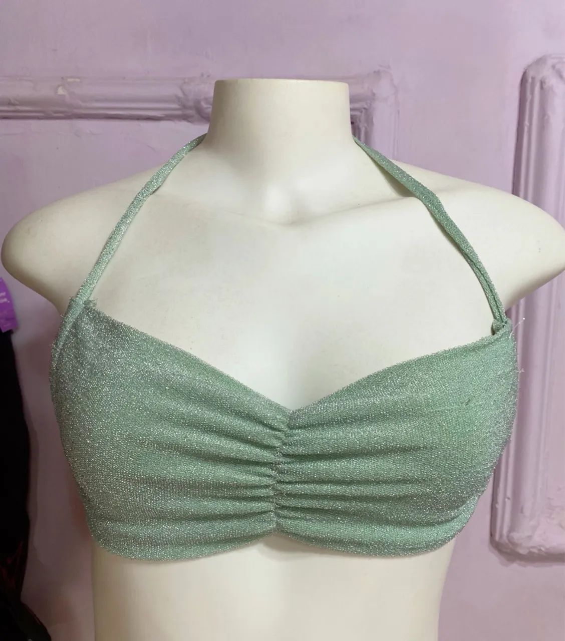 Top praia lurex Verde com Brilho