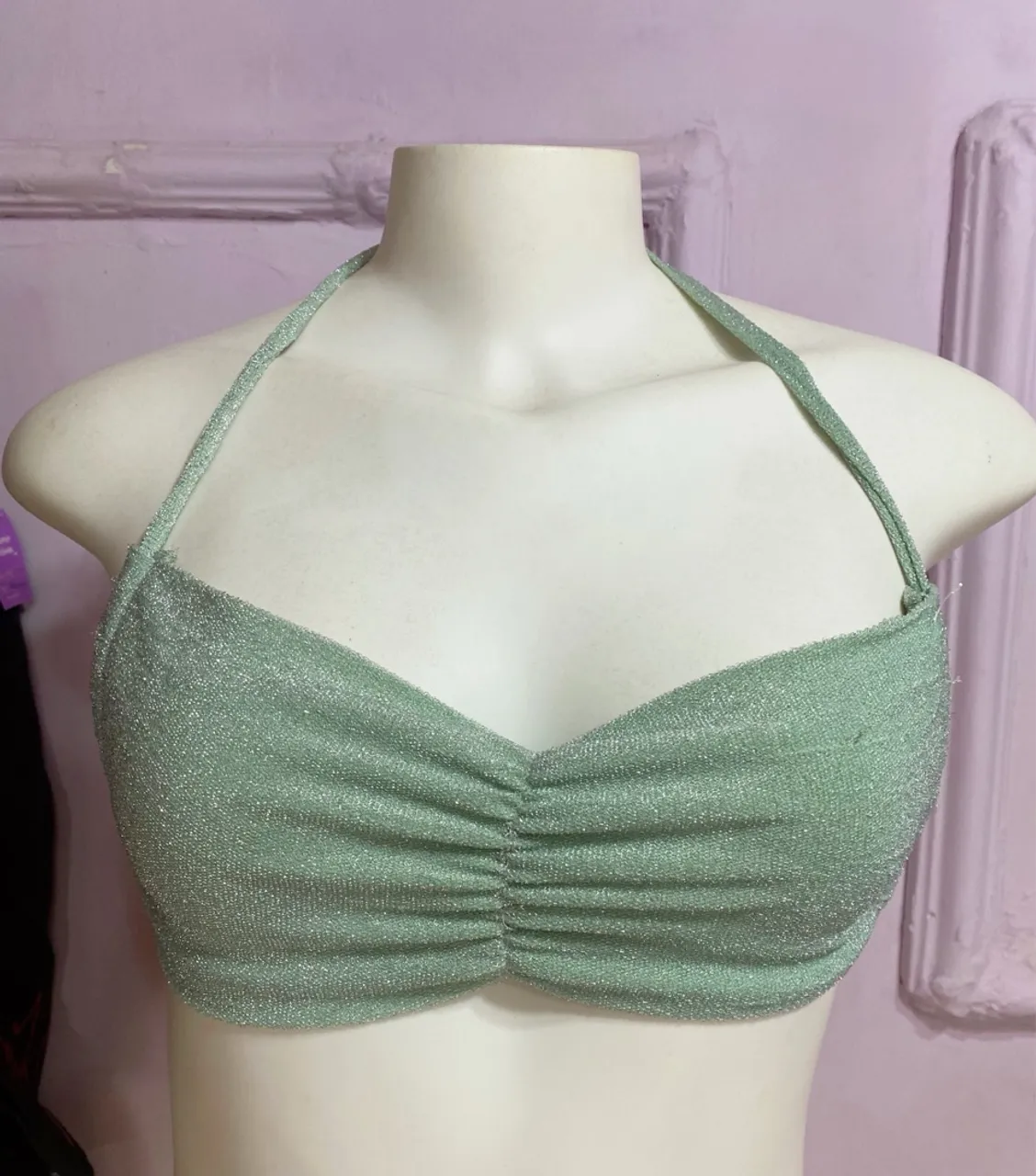 Top praia lurex Verde com Brilho