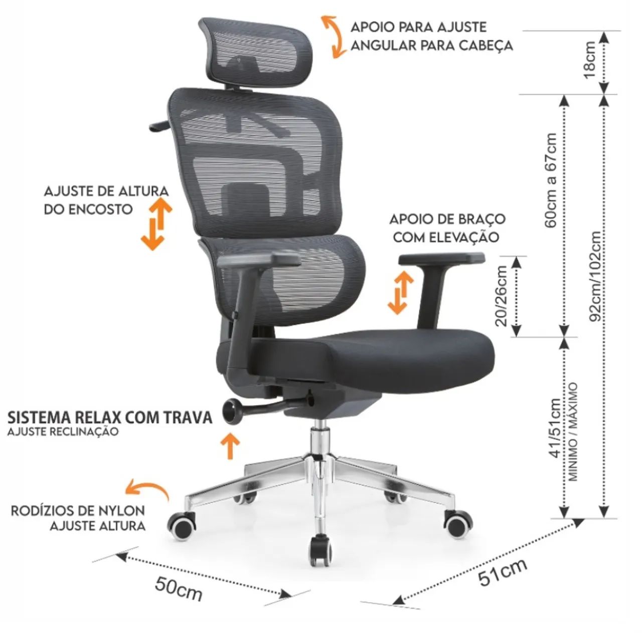 Cadeira Presidente ERGOTELA Ergonômica C800 - Foto 2