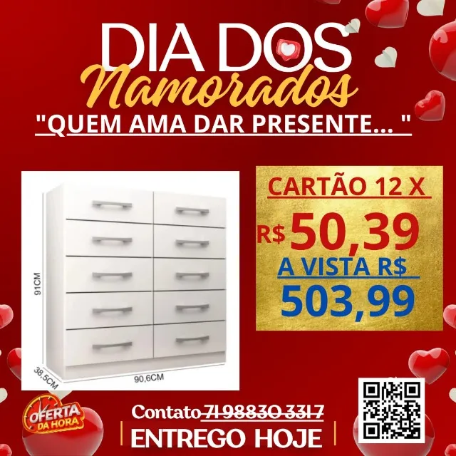 Cômoda 10 Gavetas/ Líder em Vendas/Entregamos Hoje/Tenha hoje o seu!/ Pague ao receber