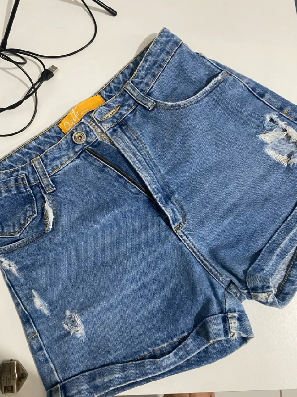 Shorts Jeans Destroyed Feminino