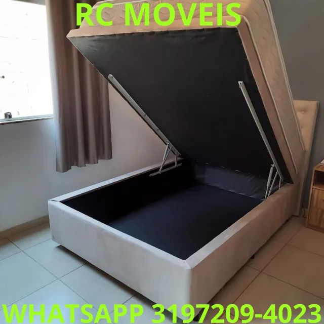 Cama Baú Casal Inteiriça 1.38x1.88 Blindada Direto da Fábrica