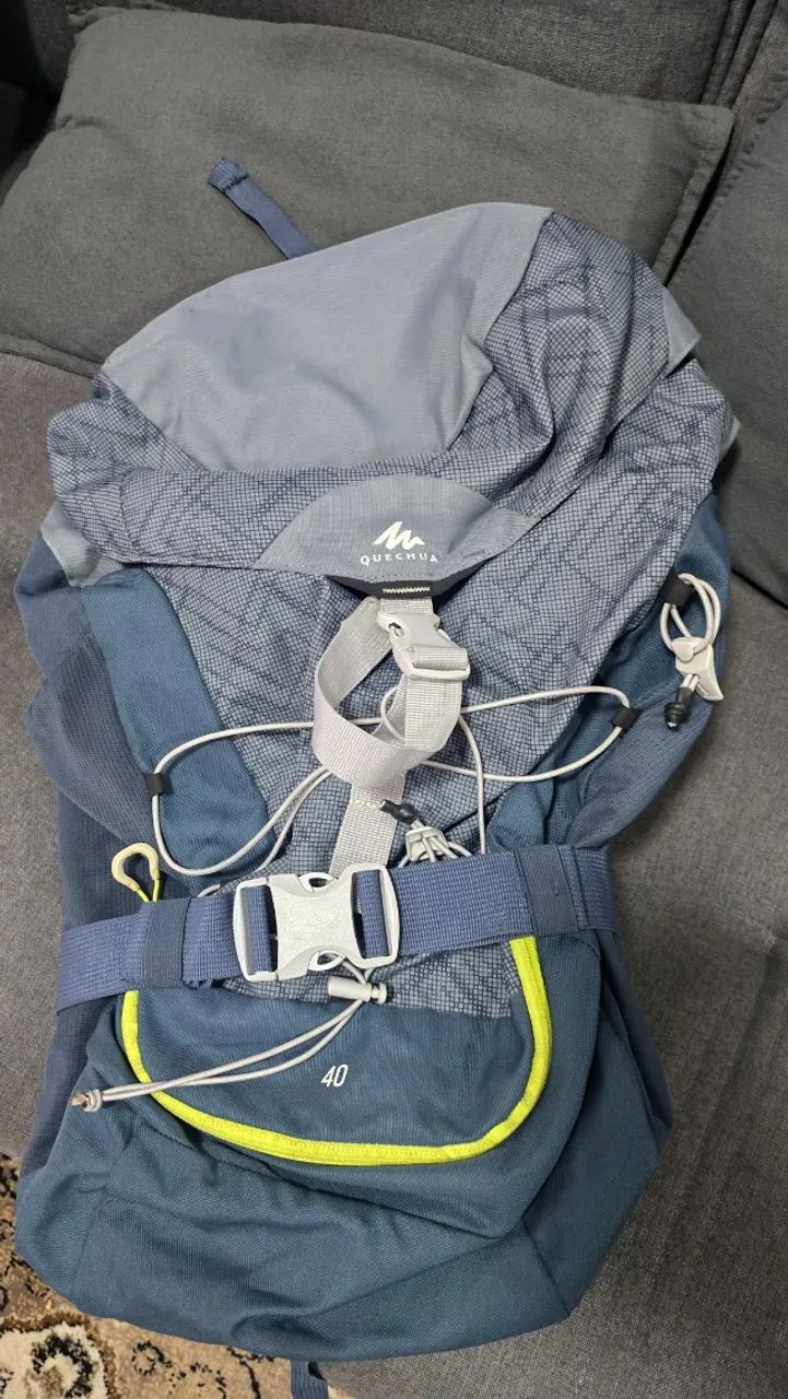 Mochila viagem caminha trekking quechua 40l azul MH100 - Foto 2