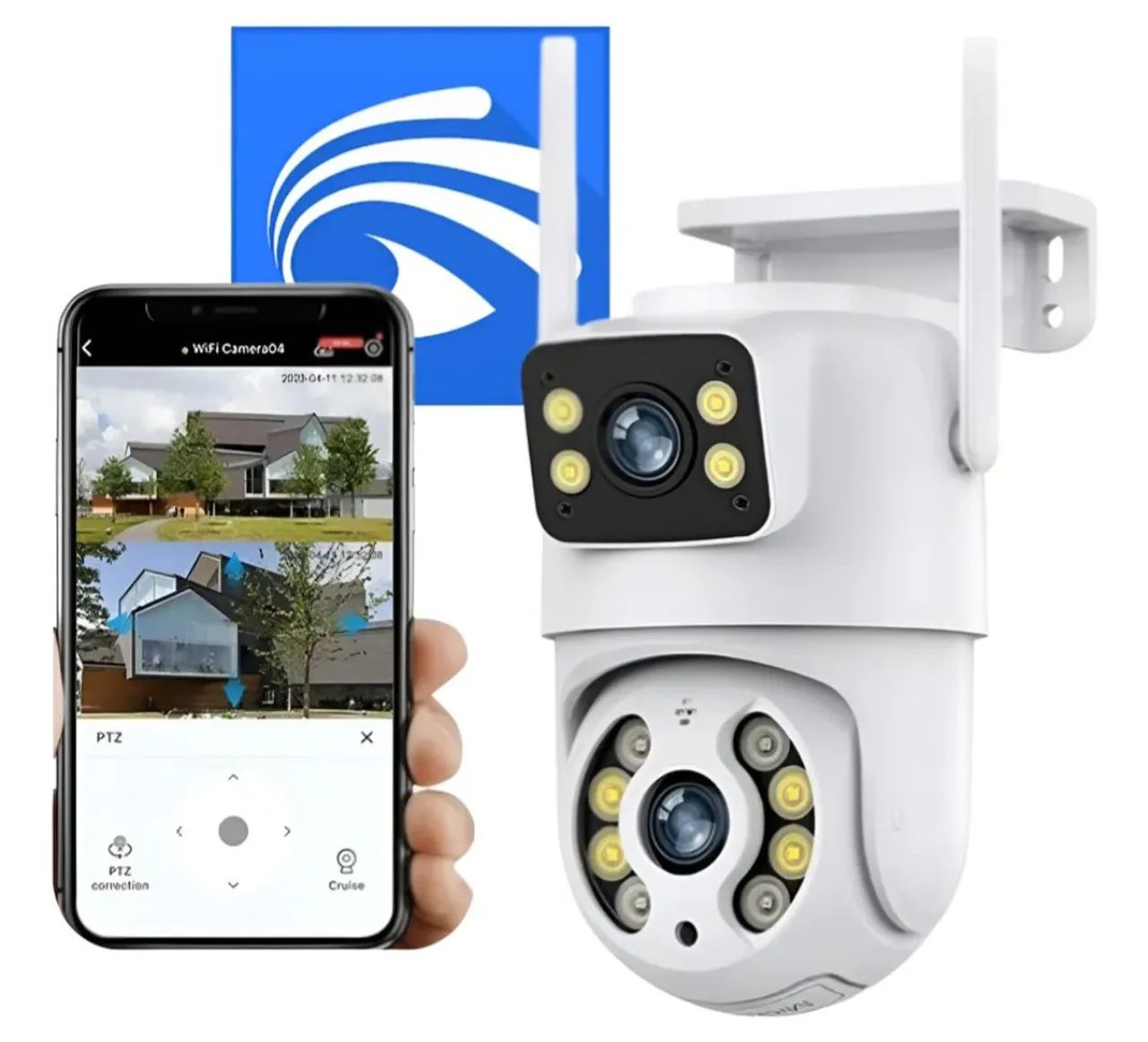 CÂMERAS SEGURANÇA 2EM1 LENTE DUPLA VIA WI-FI 2.4G IP66 APP YOOSEE  - Foto 2