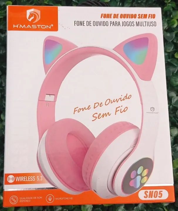 Fone Bluetooth Gatinho Sem Fio Com Led Cat Sn05